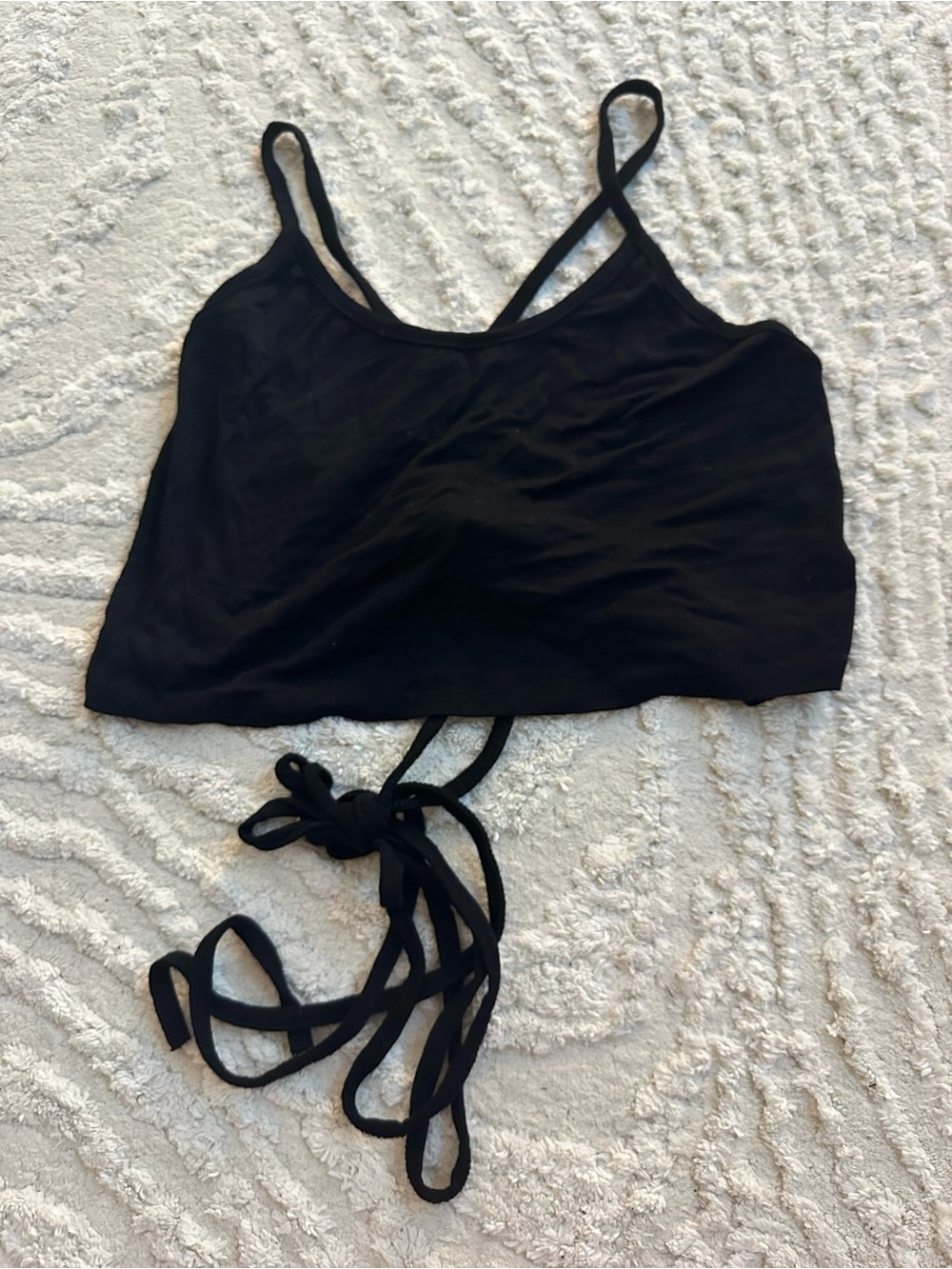Black waist tie Cami Crop Top